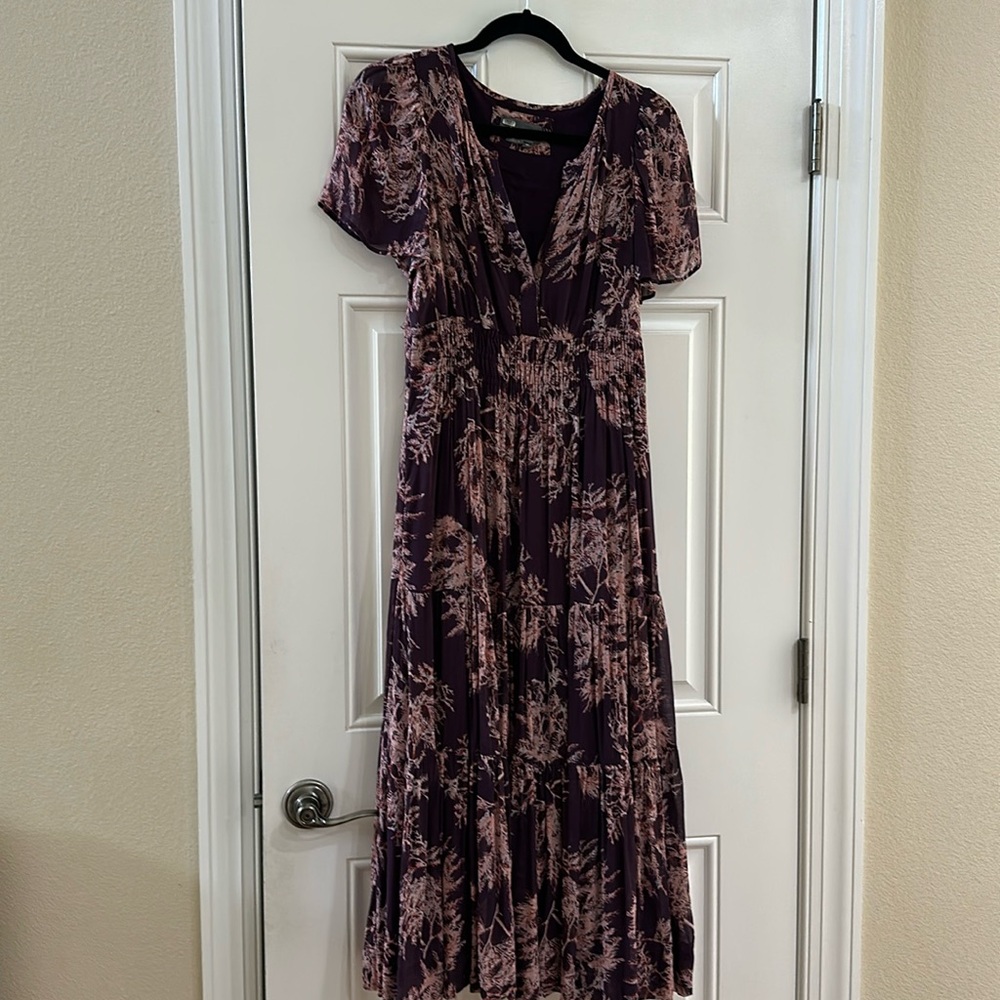 Anthropologie The Somerset Chiffon Maxi Dress size medium Petite